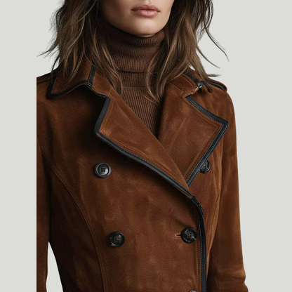 Nathalie | Trench en cuir suédé
