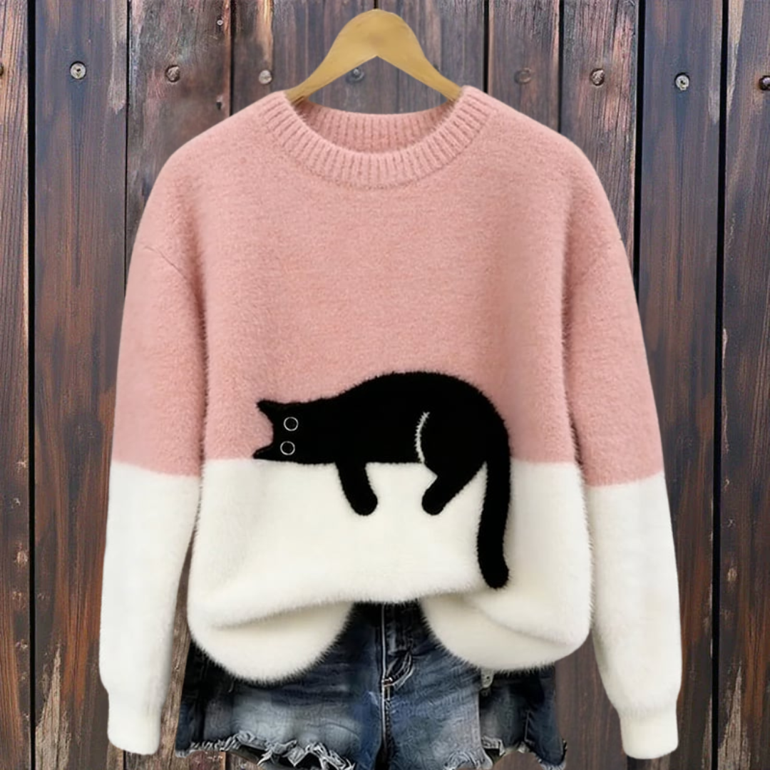 Lunea | Sweat Femme avec Motif de Chat