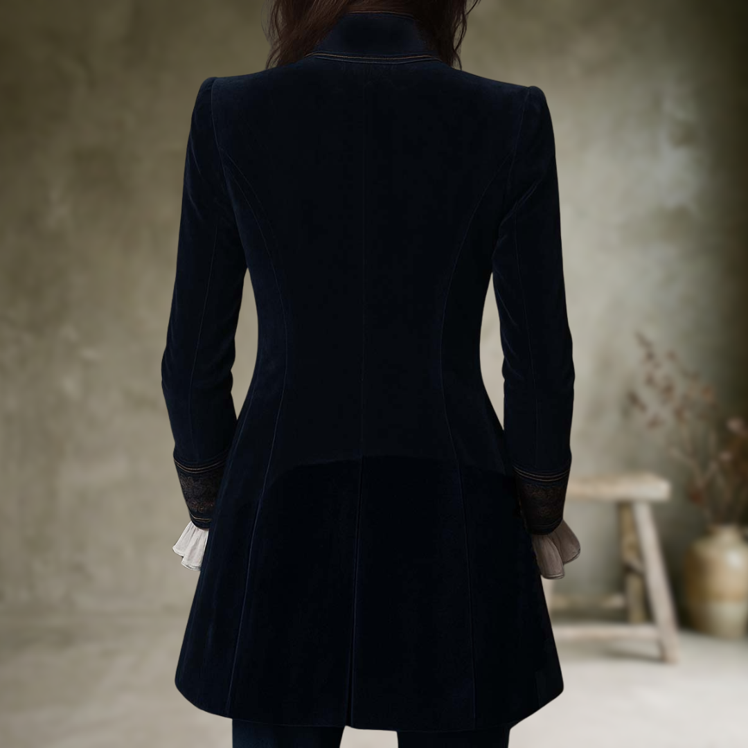Federica | Veste Longue Vintage Velours Federica – Broderies Élégantes