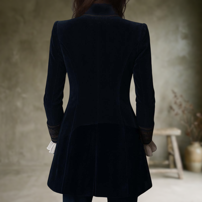 Federica | Veste Longue Vintage Velours Federica – Broderies Élégantes