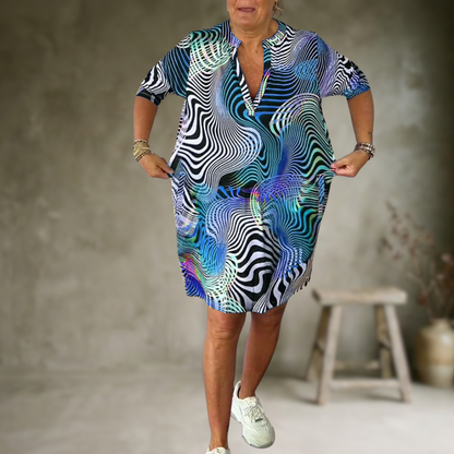 Ria | Robe colorée à col en V – Robe tendance pour femme Casual Chic