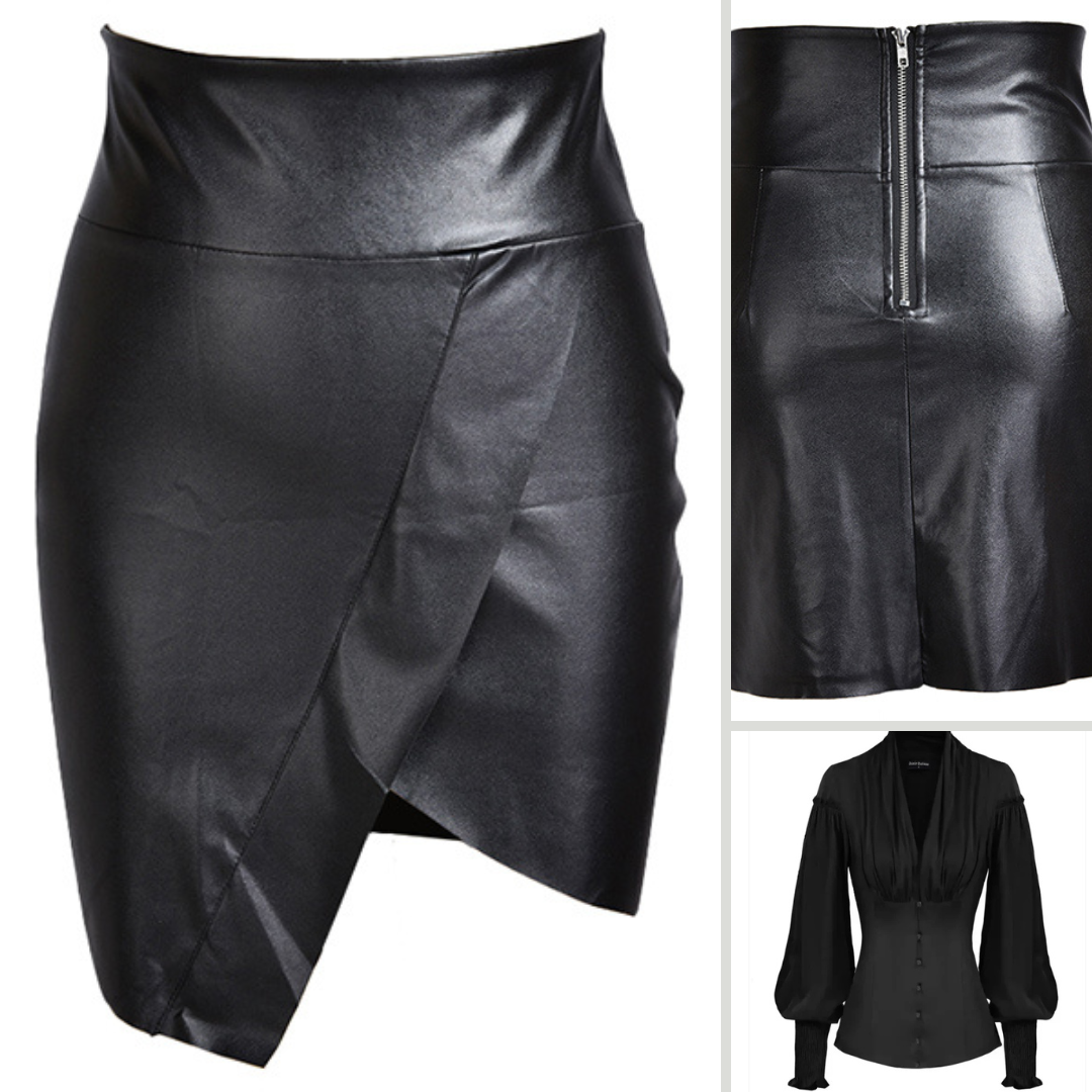 Anis | Mini-jupe en cuir vegan noir