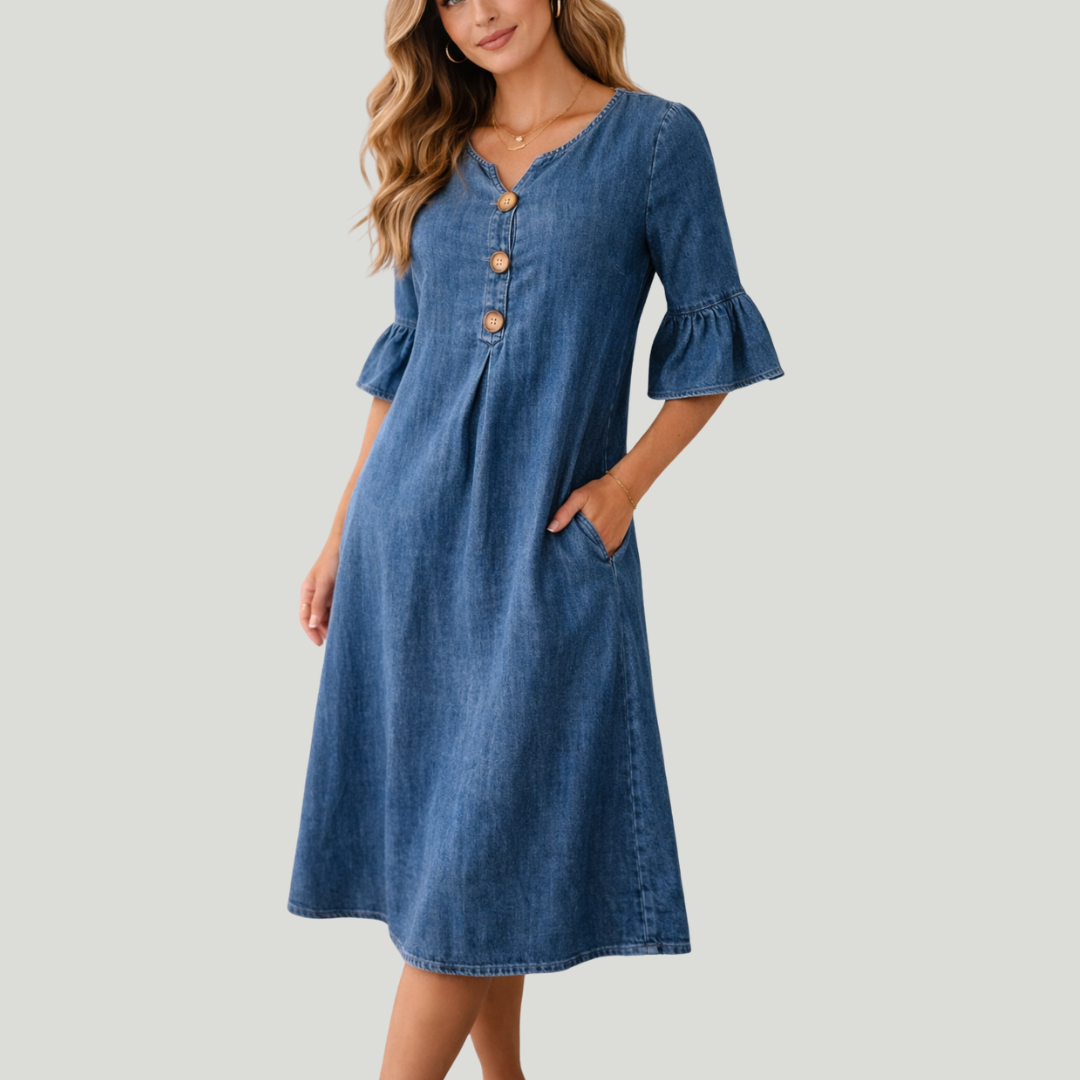 Dusty | Robe à manches en forme de feuille de lotus