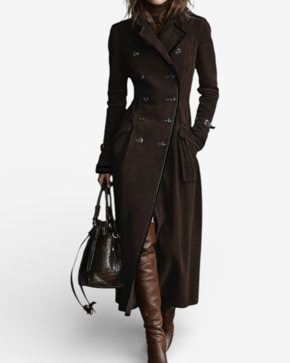 Nathalie | Trench en cuir suédé