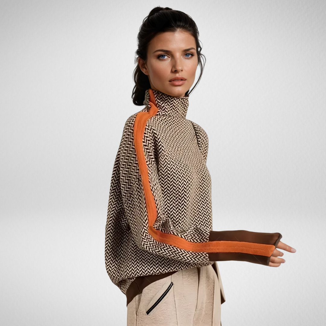 Clémence | Pull à col roulé à rayures contrastantes