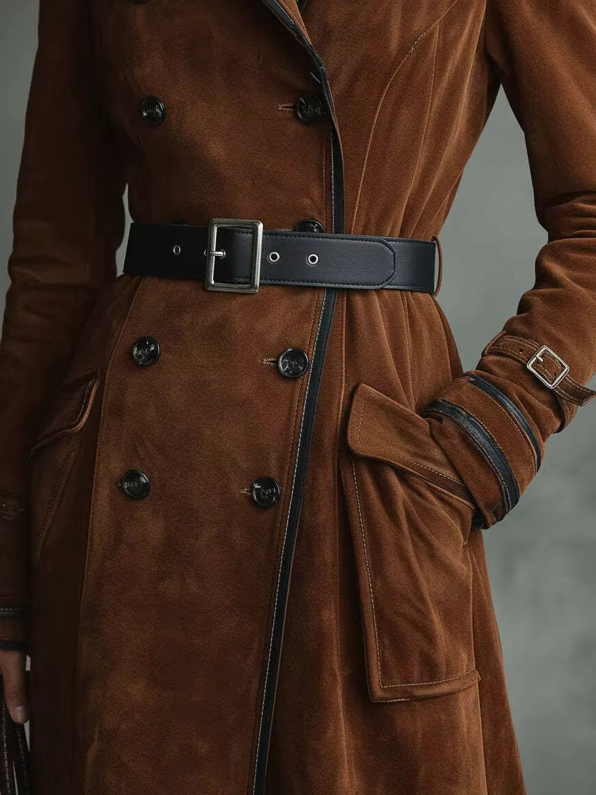 Nathalie | Trench en cuir suédé