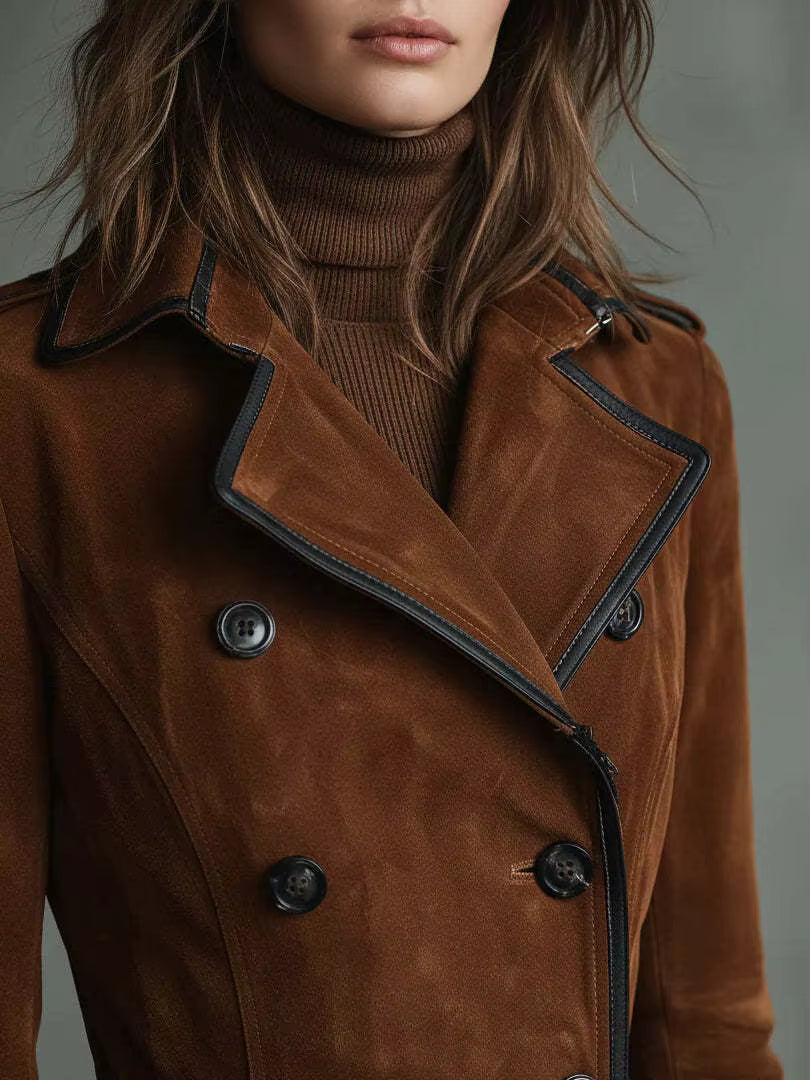 Nathalie | Trench en cuir suédé