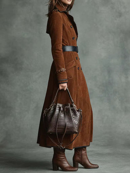 Nathalie | Trench en cuir suédé