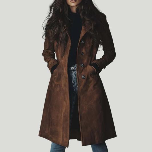 Sue | Manteau Élégant à Texture Suédée