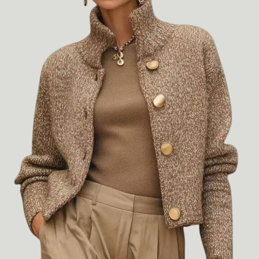 Agathe | Veste Texturée Chic à Grands Boutons