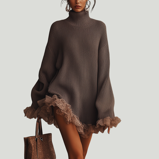 Maureen | Robe pull à volants — Douce, chaude & romantique