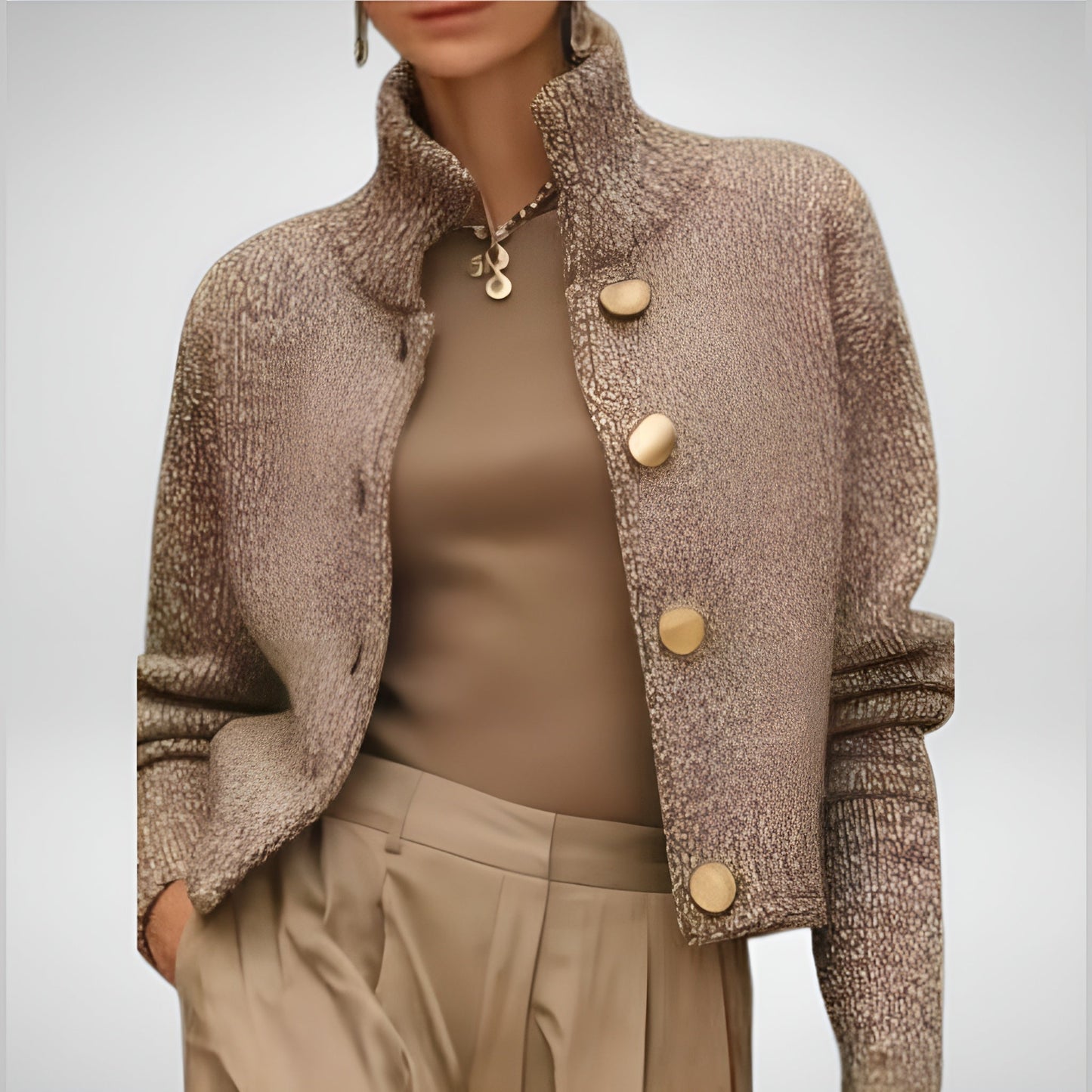 Agathe | Veste Texturée Chic à Grands Boutons