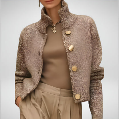 Agathe | Veste Texturée Chic à Grands Boutons