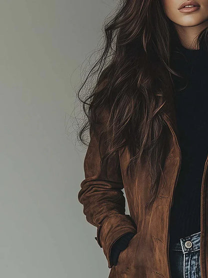 Sue | Manteau Élégant à Texture Suédée