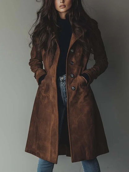 Sue | Manteau Élégant à Texture Suédée