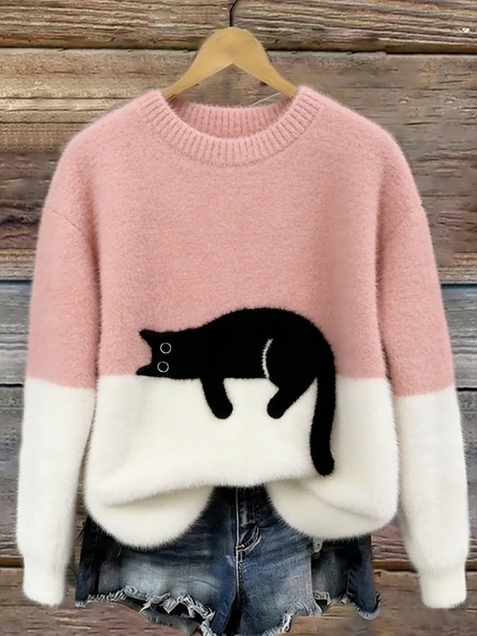 Lunea | Sweat Femme avec Motif de Chat