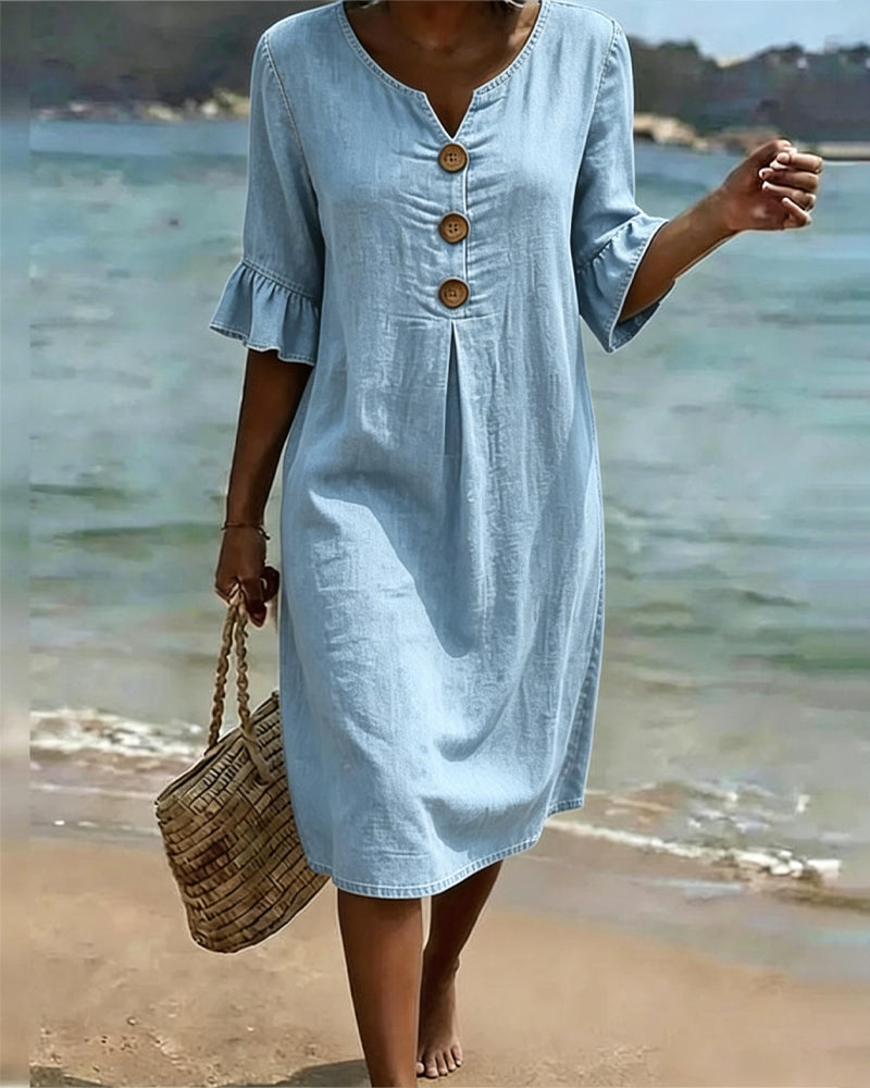 Dusty | Robe à manches en forme de feuille de lotus