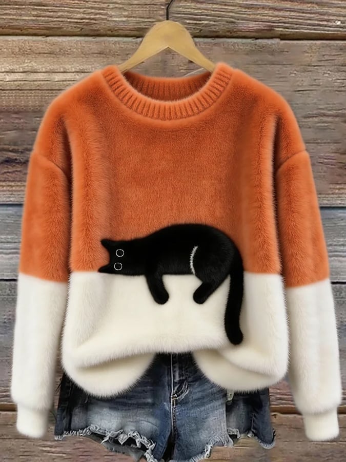 Lunea | Sweat Femme avec Motif de Chat