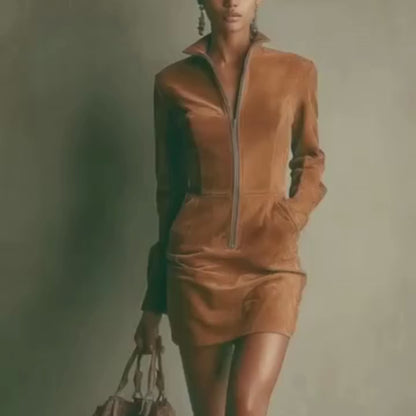 Marion | Robe suédée zippée