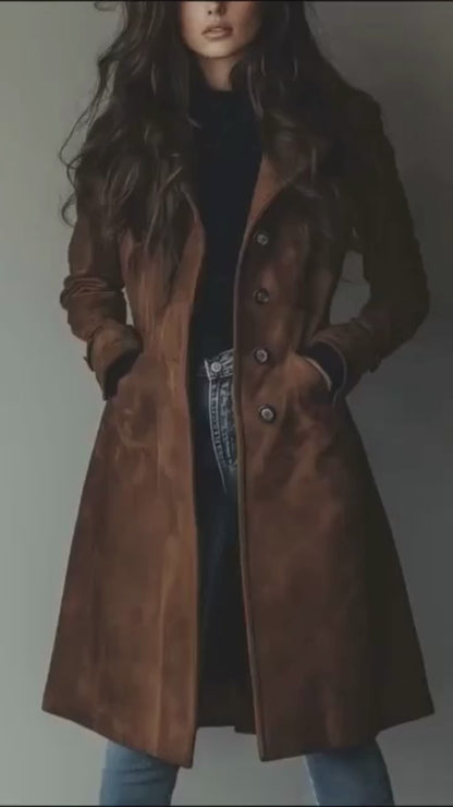 Sue | Manteau Élégant à Texture Suédée