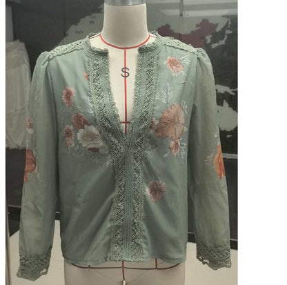 Tina | Blouse en dentelle à imprimé floral bohème