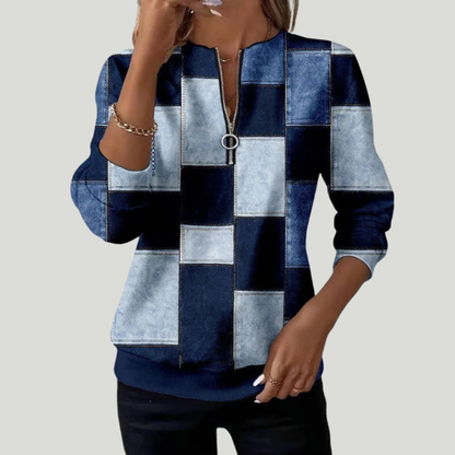 Sweat-shirt à carreaux décontracté