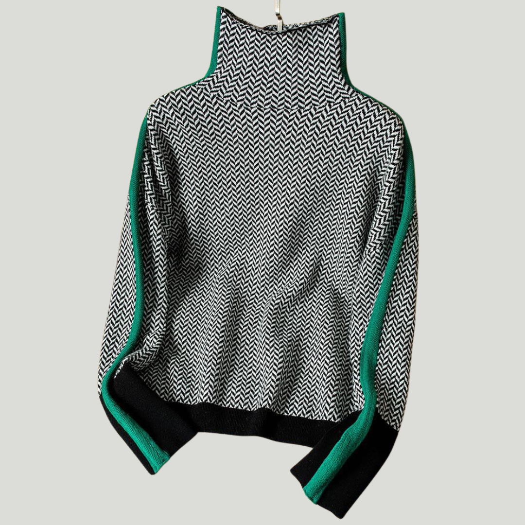 Clémence | Pull à col roulé à rayures contrastantes