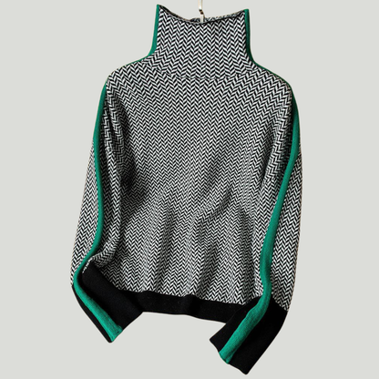 Clémence | Pull à col roulé à rayures contrastantes