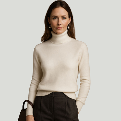 Léa | Pull à col roulé en 100% cachemire