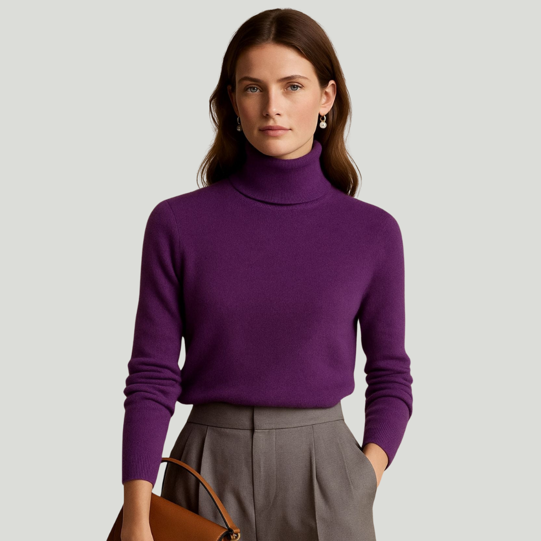 Léa | Pull à col roulé en 100% cachemire