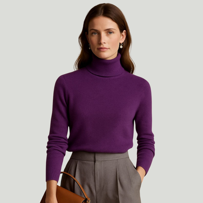 Léa | Pull à col roulé en 100% cachemire