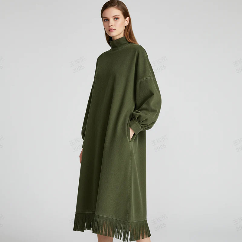 Aurora | Robe en imitation daim à franges
