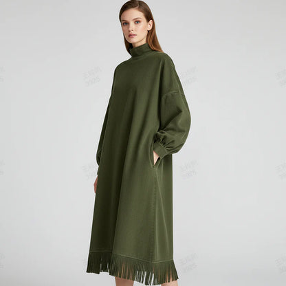 Aurora | Robe en imitation daim à franges