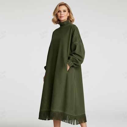 Aurora | Robe en imitation daim à franges